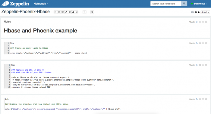Hbase and Phoenix example